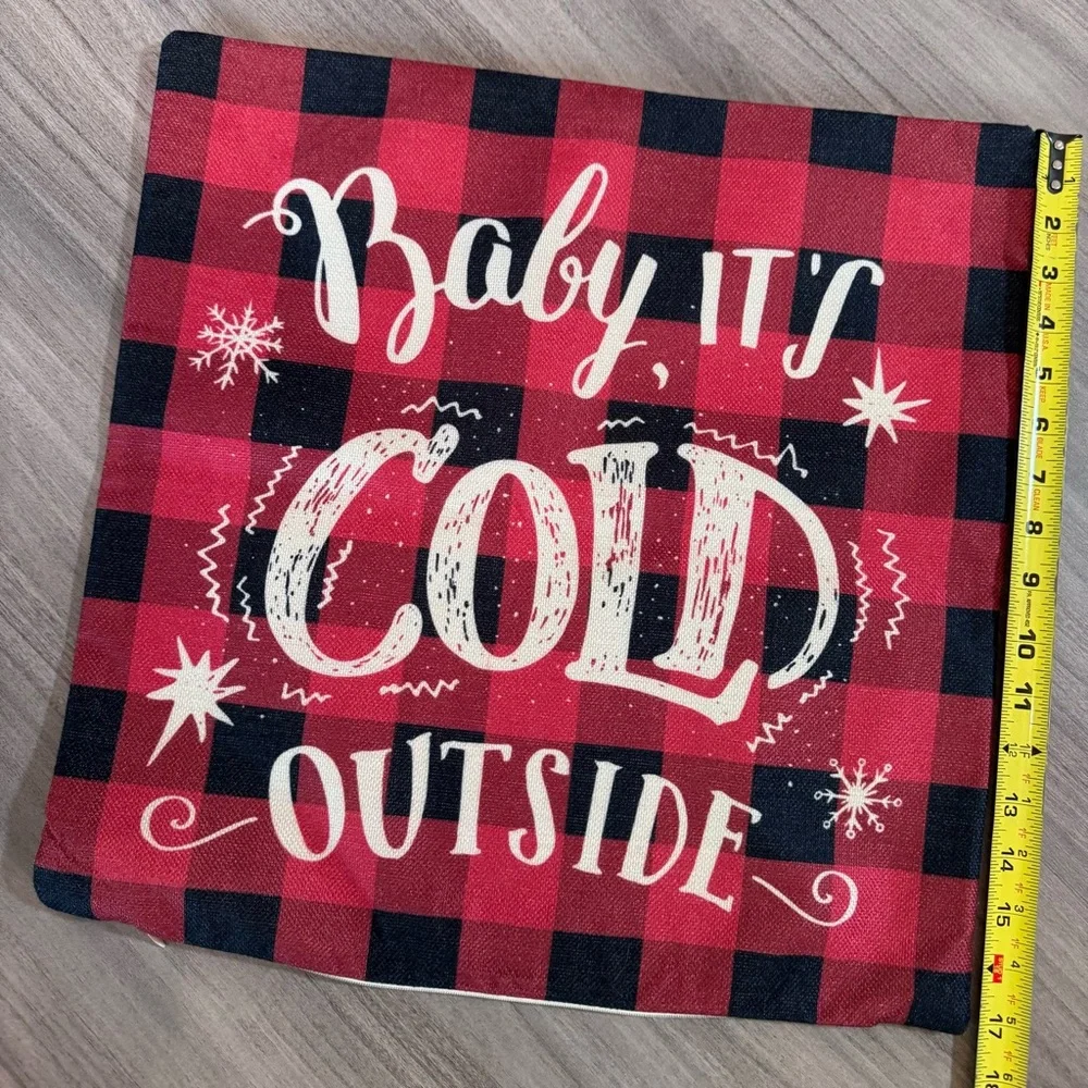 Festive Plaid and Reindeer Pillow Covers-17”x17”